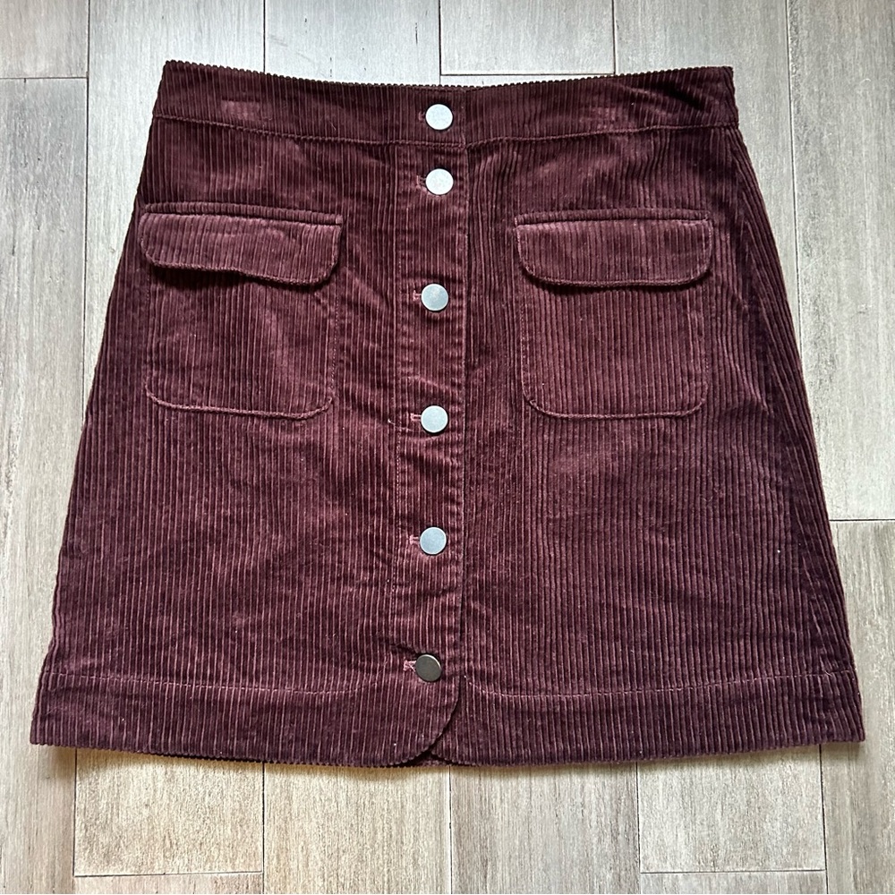 Corduroy Button Up Skirt